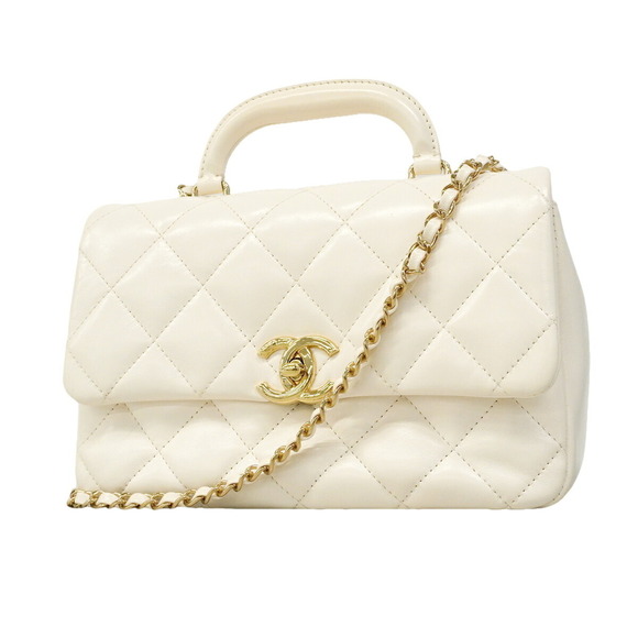 CHANEL Handbags - Chanel Matelassé Chain Shoulder Handbag, Lambskin, White/Champagne, 2-way Bag...